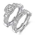 Parure de bague de fiançailles en oxyde de zirconium plaqué rhodium – Tailles assorties