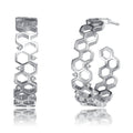 Rhodium Plated Geometric Hoop Earrings