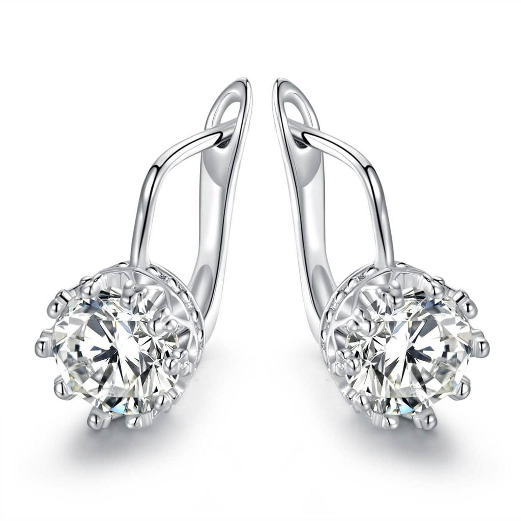 Rhodium Swarovski Elements Huggie-Hoop Earring