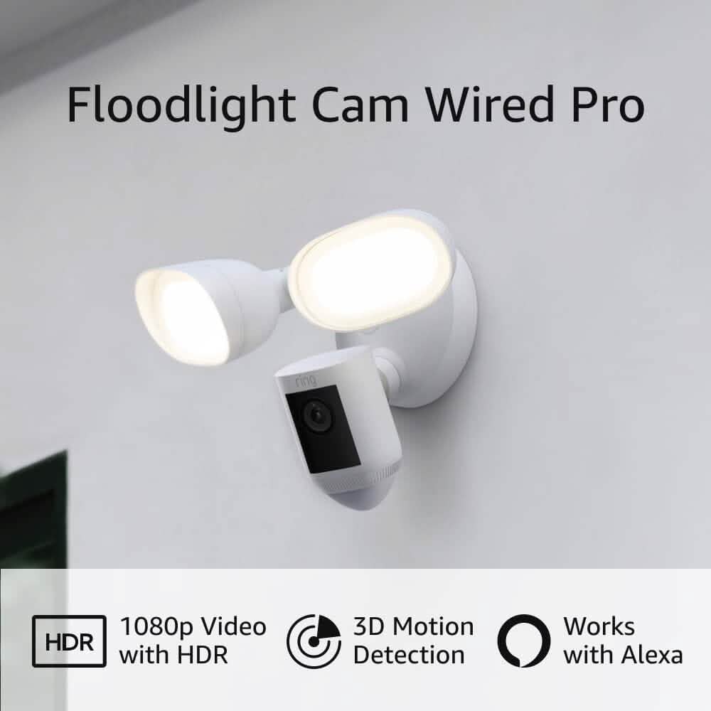Ring Floodlight Cam Wired Pro with Bird’s Eye View and 3D Motion Detection (Refurbished)
