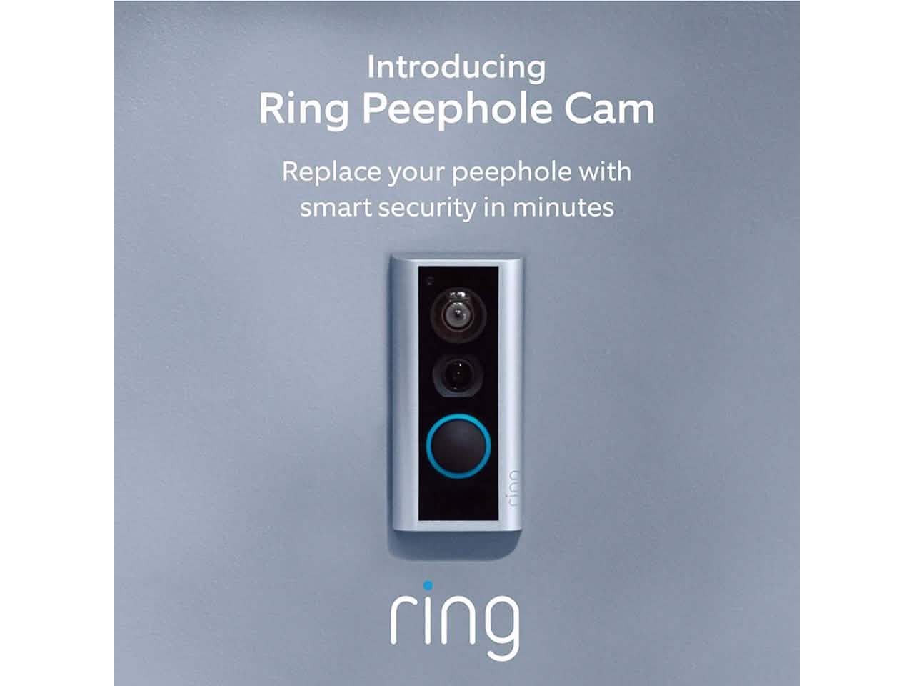 Sonnette Vidéo Intelligente Ring Peephole Cam, Sonnette Vidéo HD Wifi Compacte