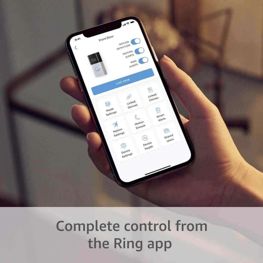 Sonnette vidéo Ring 3 avec WiFi amélioré et détection de mouvement optimisée (reconditionnée)