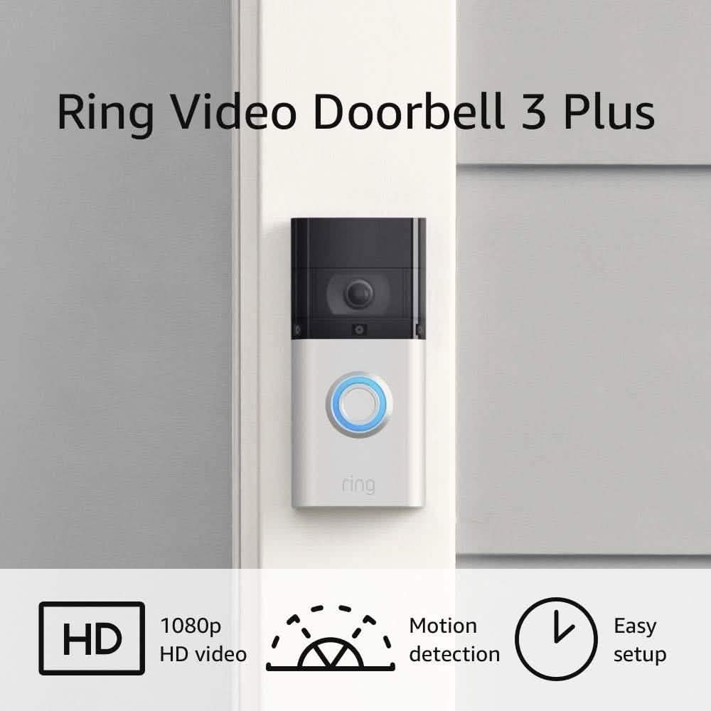 Sonnette vidéo Ring 3 avec WiFi amélioré et détection de mouvement optimisée (reconditionnée)
