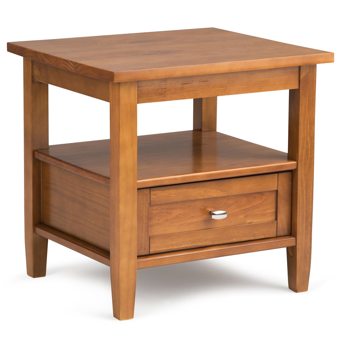 Warm Shaker Solid Wood Transitional End Table in Light Golden