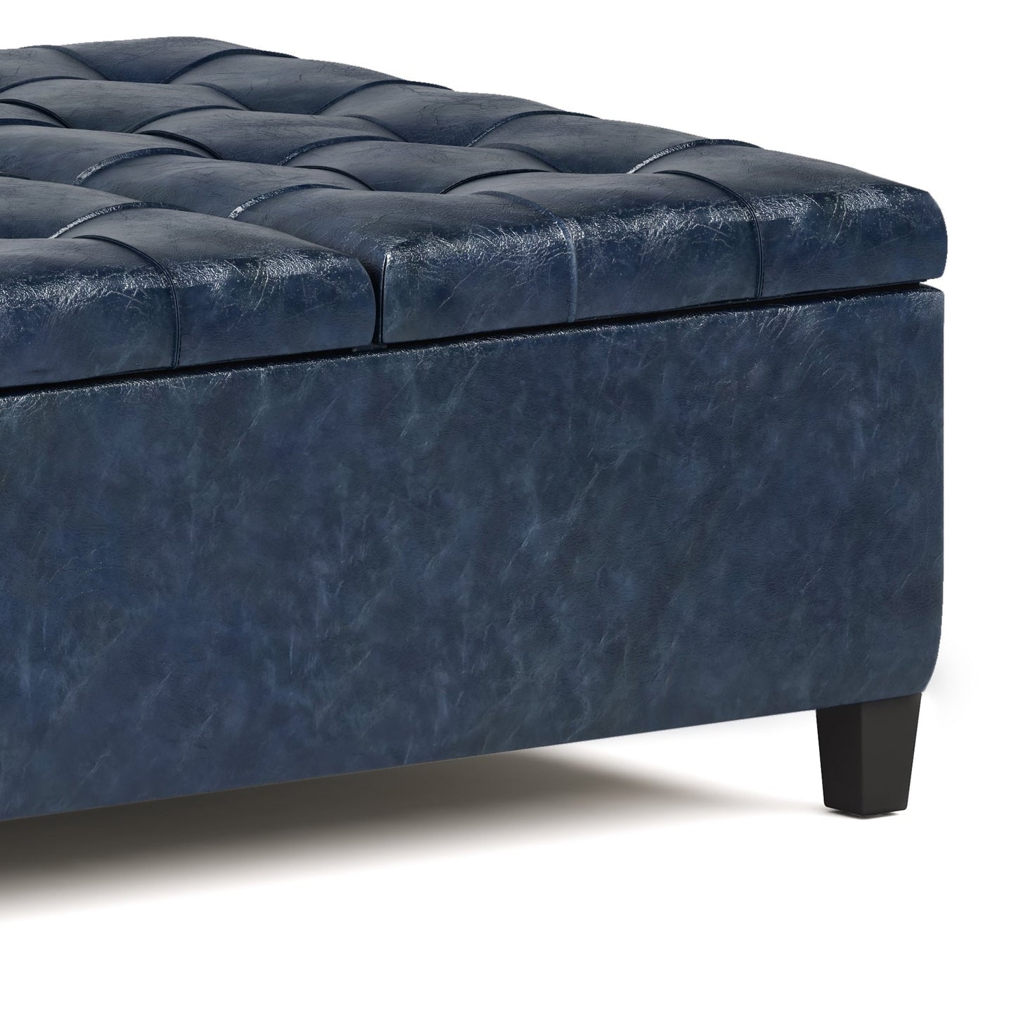 Harrison 36 Inch Wide Coffee Table Storage Ottoman in Denim
