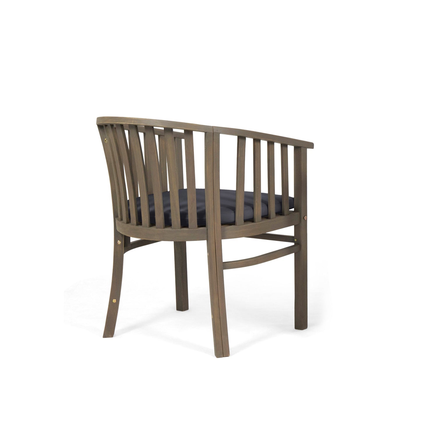 Outdoor Wooden Dining Chairs With Cushions, Set of 2, Dark