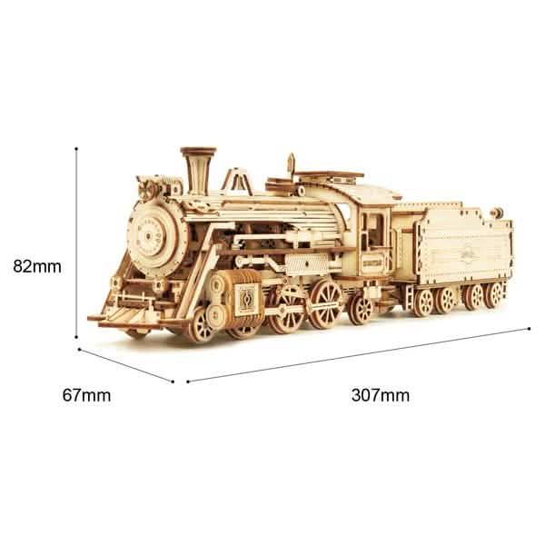 Robotime 308 Pièces DIY Jouet Maquette de Train à Vapeur en Bois Mobile 3D