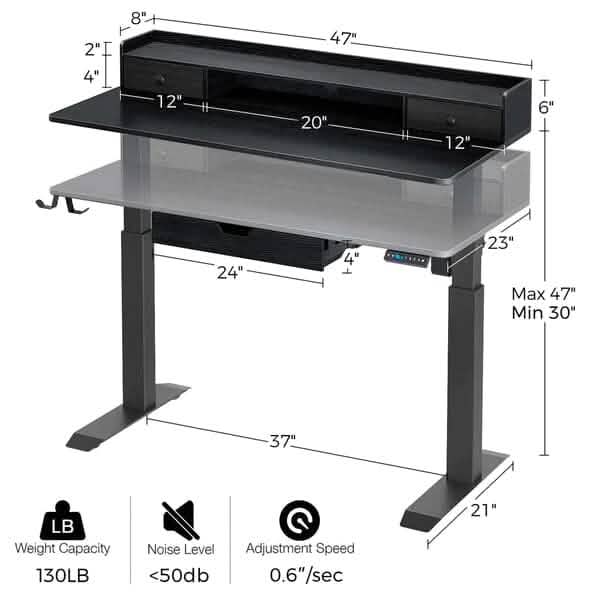 Bureau assis-debout électrique Rolanstar à moteur unique