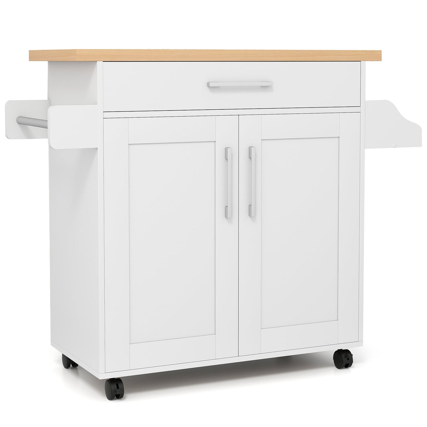 Rolling Kitchen Island Cart with Towel and Spice Rack