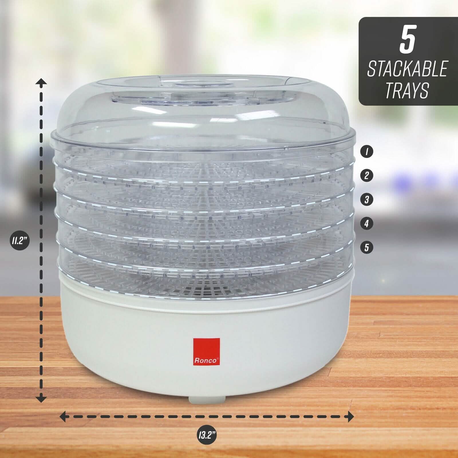 Déshydrateur Ronco 5 Plateaux, Conservation des Aliments, Séchage Silencieux et Facile à Utiliser