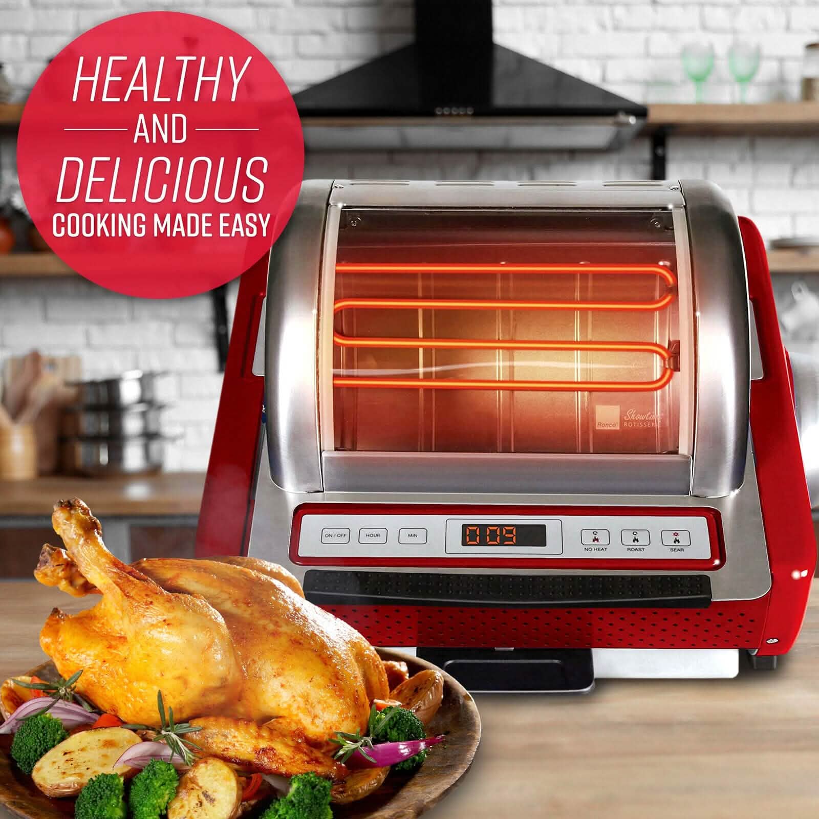 Ronco EZ-Store Rotisserie Oven, Large Capacity (15lbs) Countertop Oven