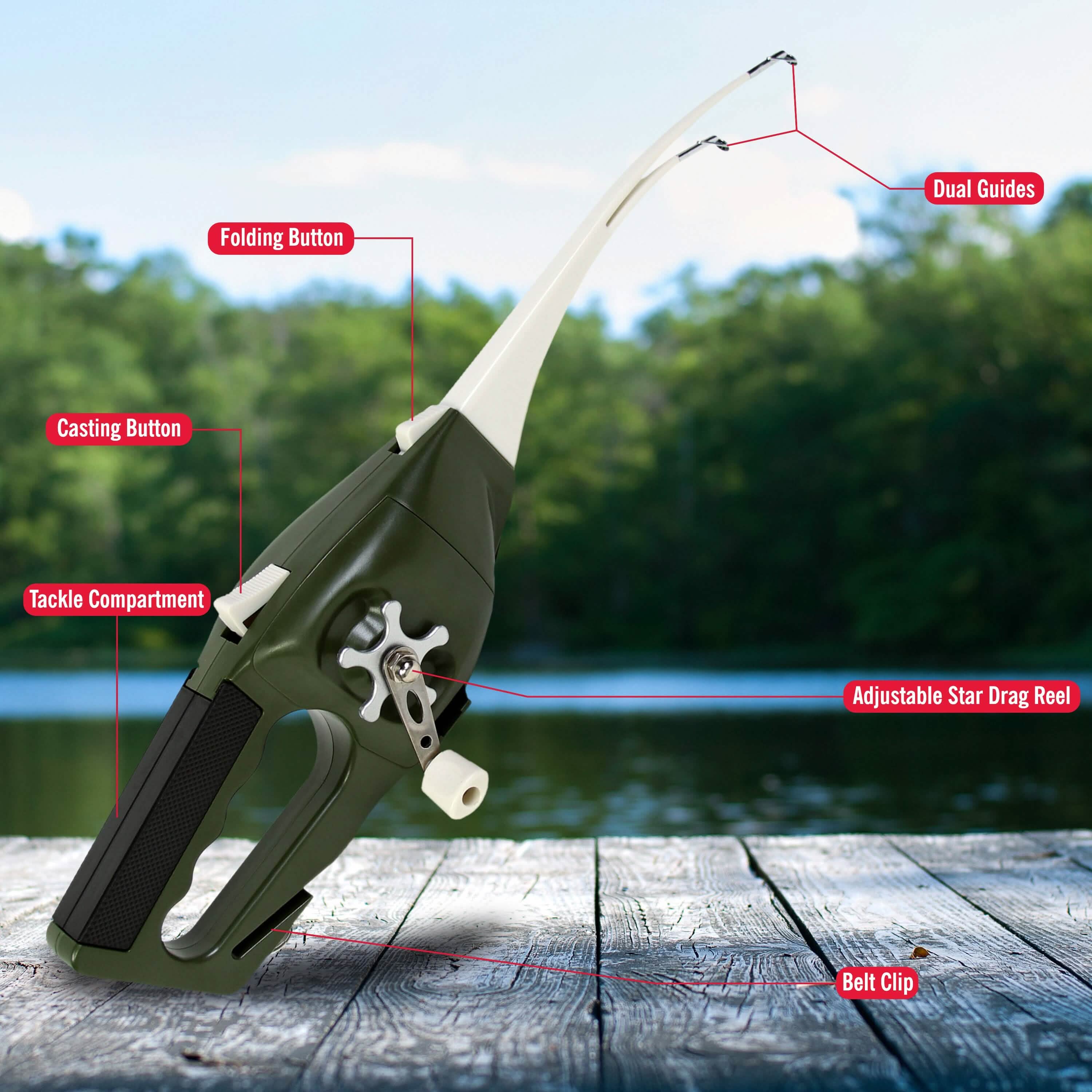 Ronco Pocket Fisherman, Portable Fishing Rod, Foldable Compact Design