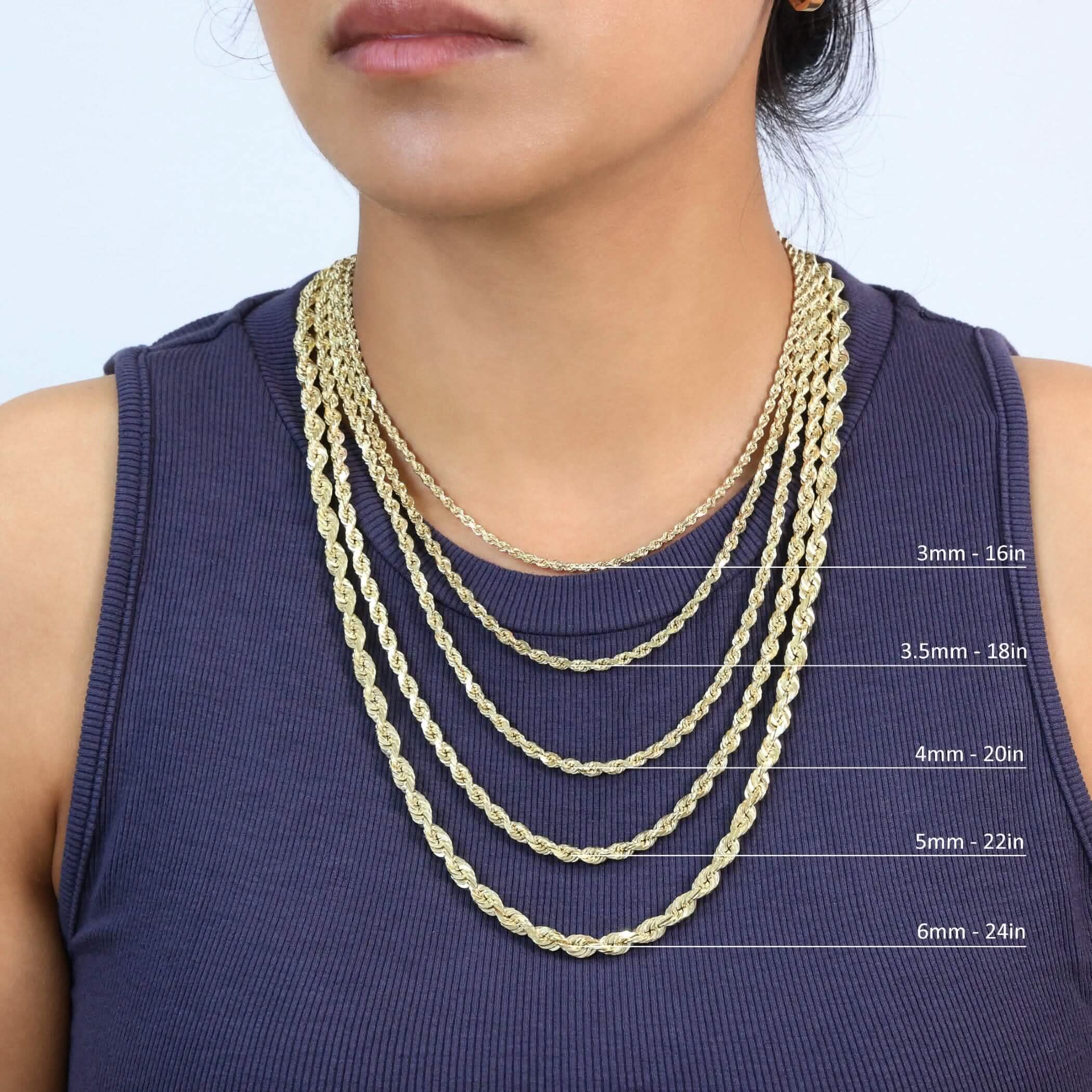 Rope Chain in Yellow Gold - 7mm
