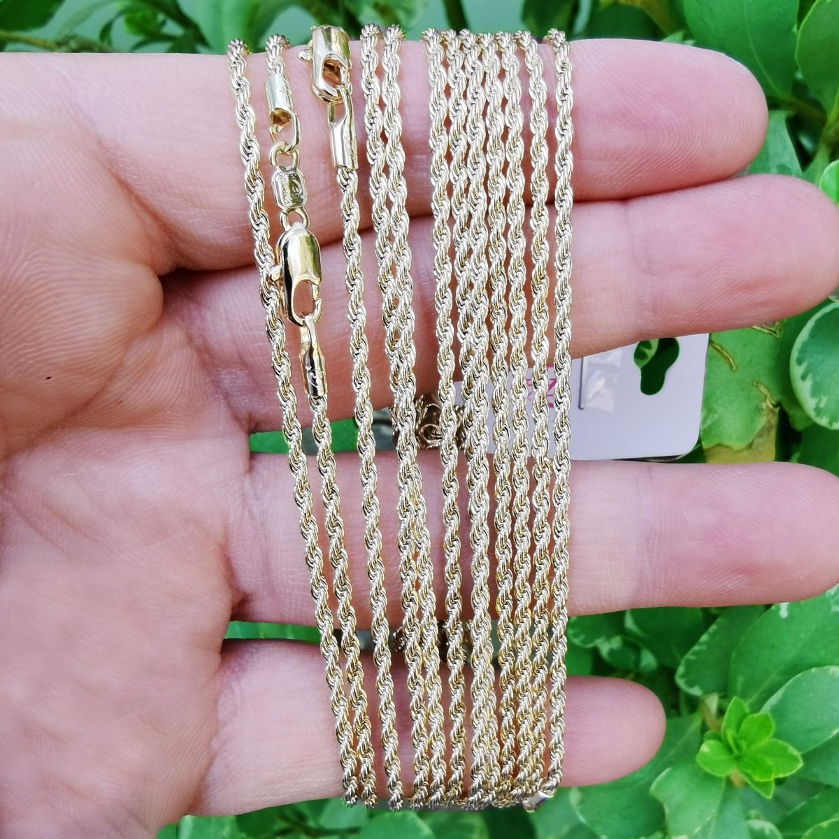 Rope Chain Necklace 14K Gold Plated, 2mm Thickness 16" French Rope Chain in Yellow Gold Chain | CN-793  Clearance Pricing