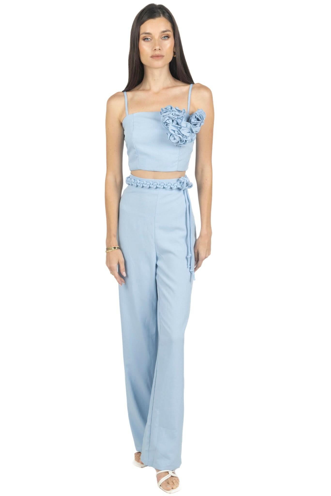 Rosalia Pants and Top Set In Celeste