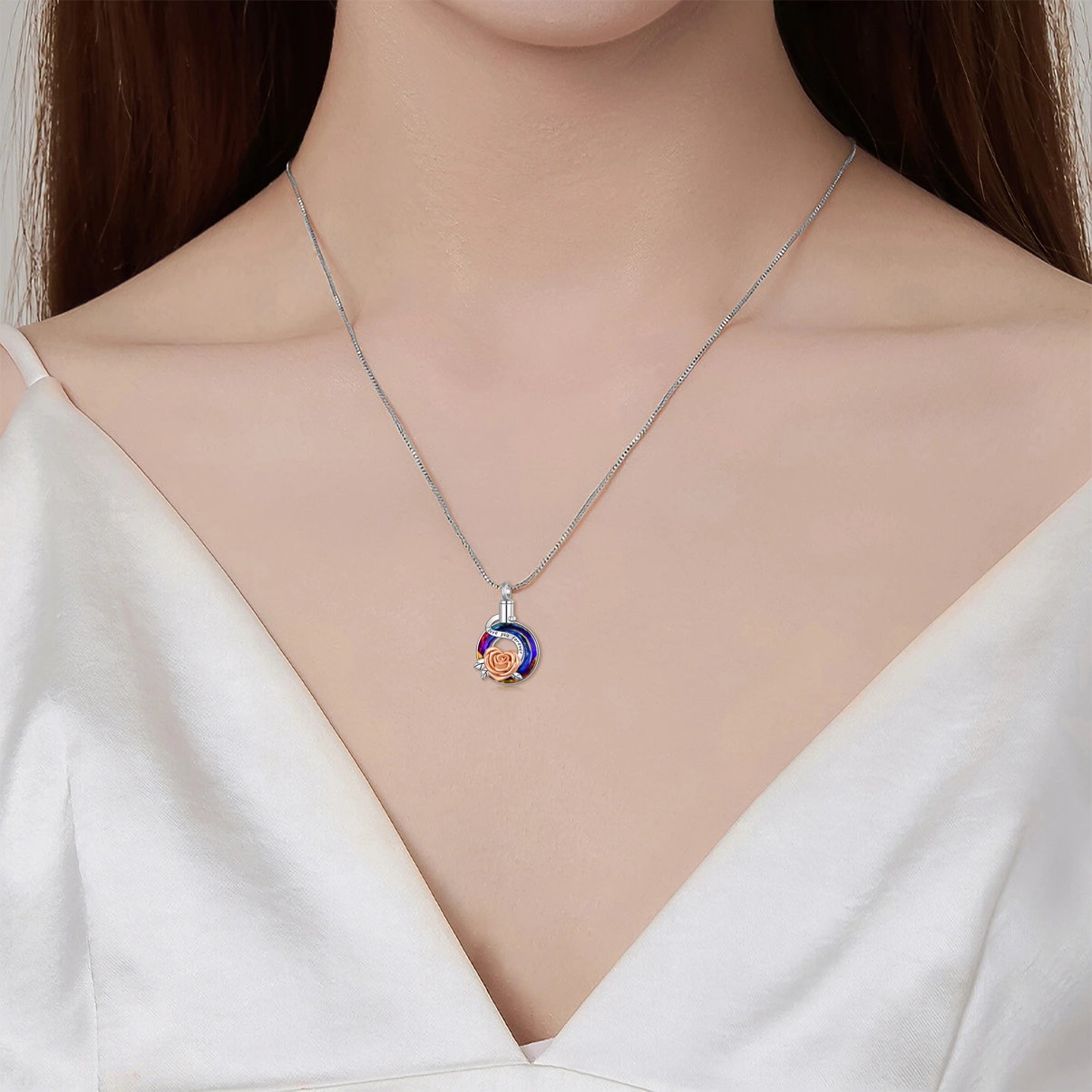 Crystal Rose Urn Necklace