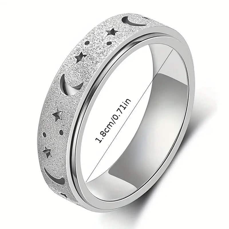 Rotatable Anxiety Fidget Ring Moon and Star Design