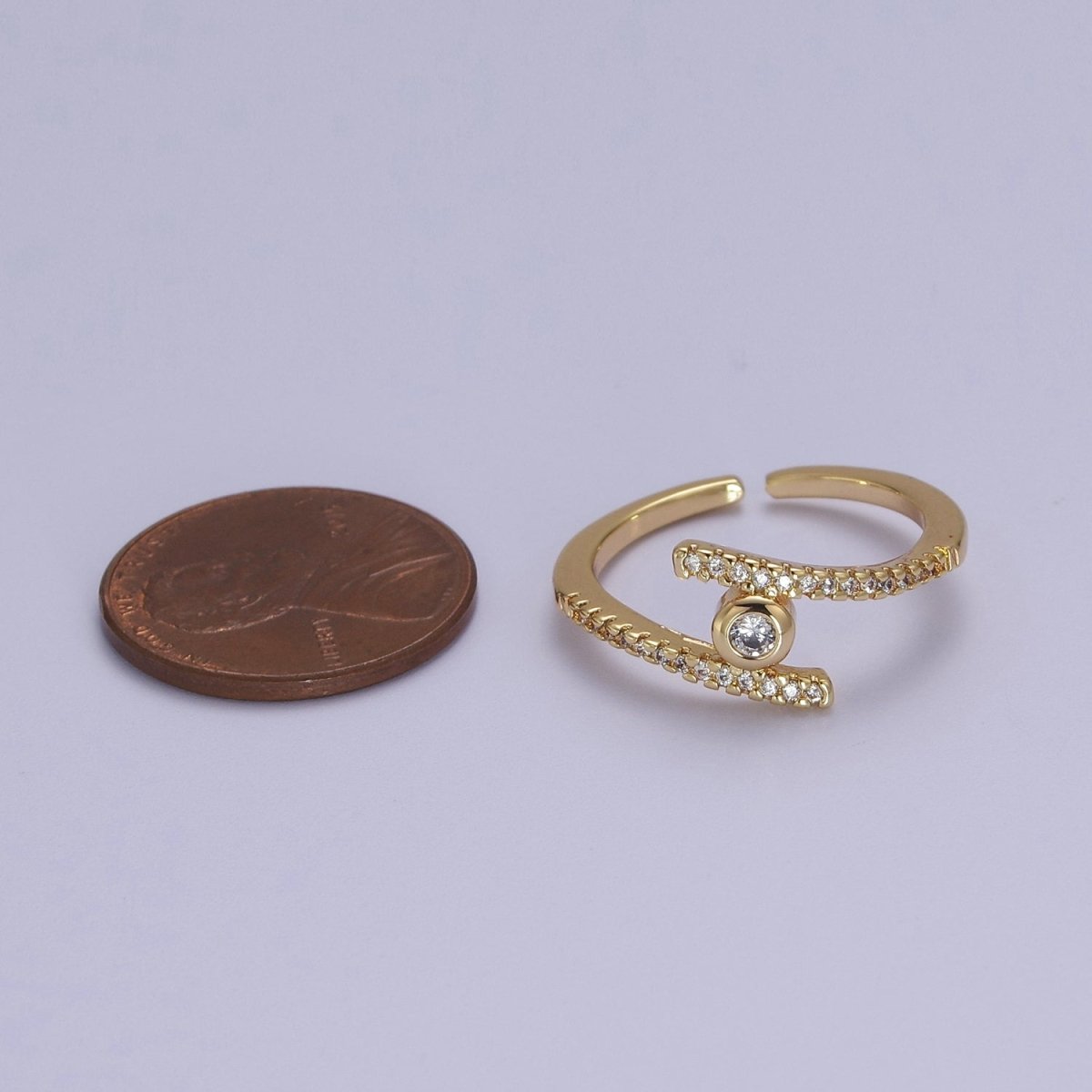 Round Bezel Set Cubic Zirconia Gold Filled Band For Stackable Jewelry S-537
