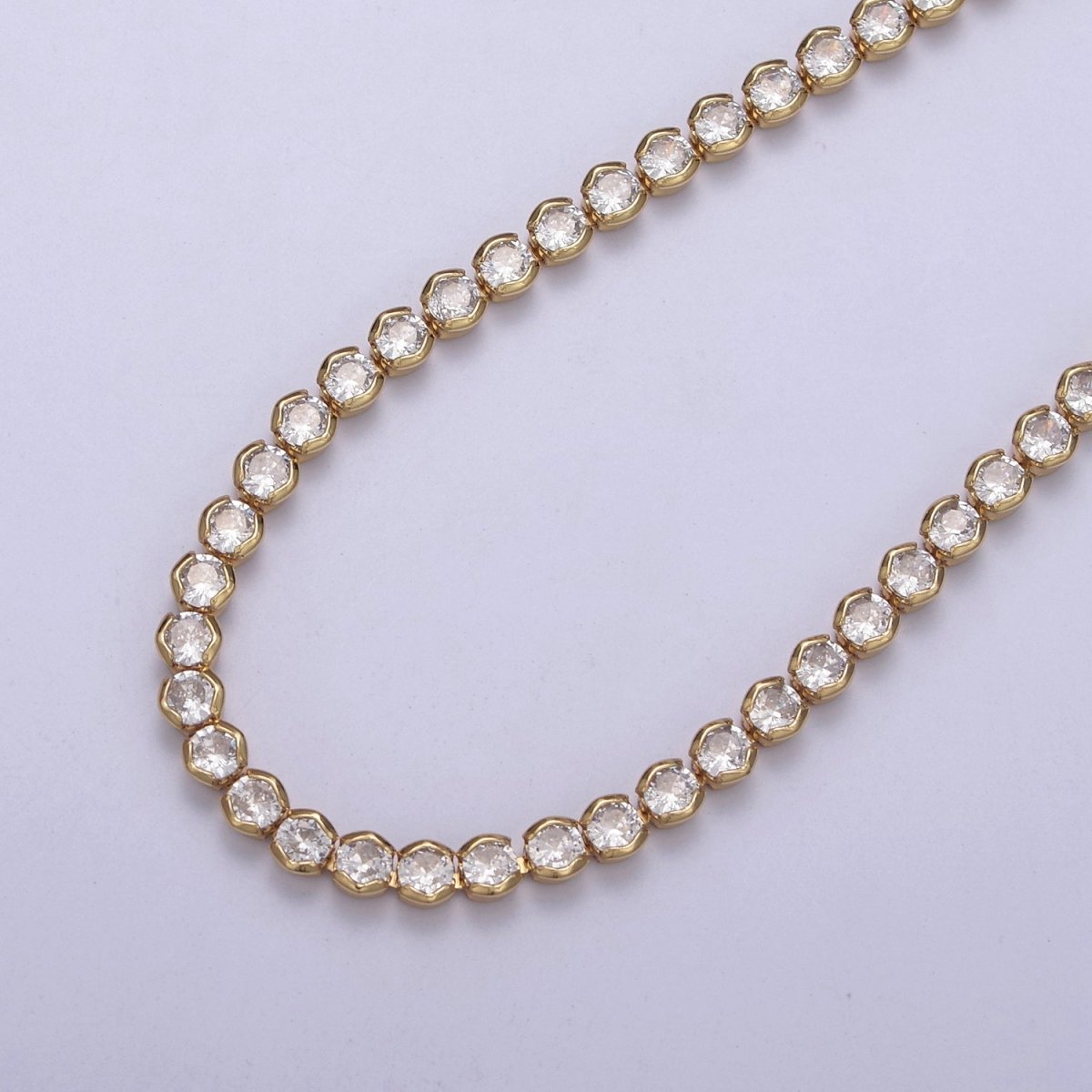 Round Cubic Zirconia Tennis Necklace , Diamond Necklace , 14K Gold Filled Tennis Adjustable Necklace, Gift for her | WA-600 Clearance Pricing
