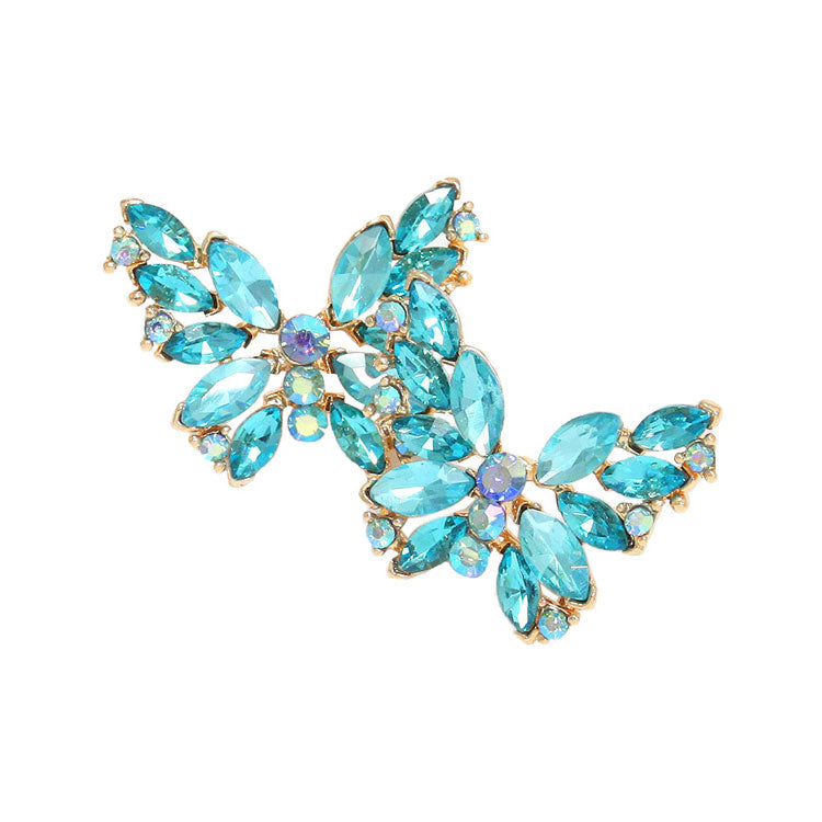 Round Marquise Stone Cluster Butterfly Evening Earrings