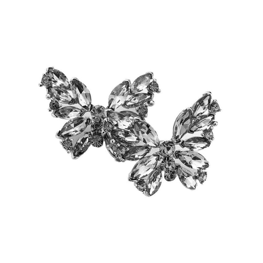 Round Marquise Stone Cluster Butterfly Evening Earrings