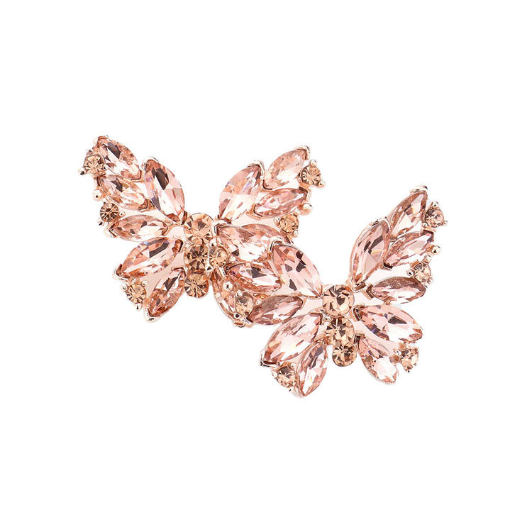Round Marquise Stone Cluster Butterfly Evening Earrings