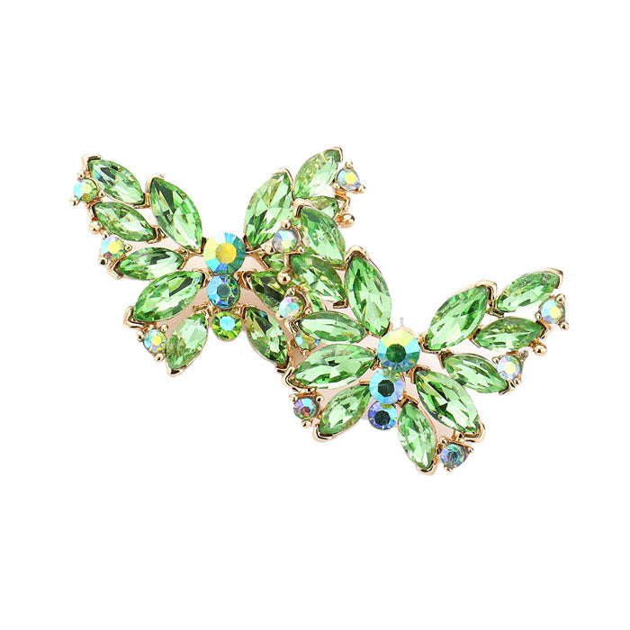 Round Marquise Stone Cluster Butterfly Evening Earrings