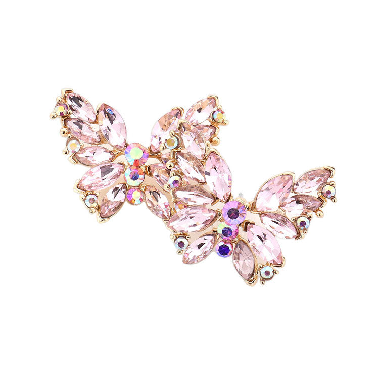 Round Marquise Stone Cluster Butterfly Evening Earrings