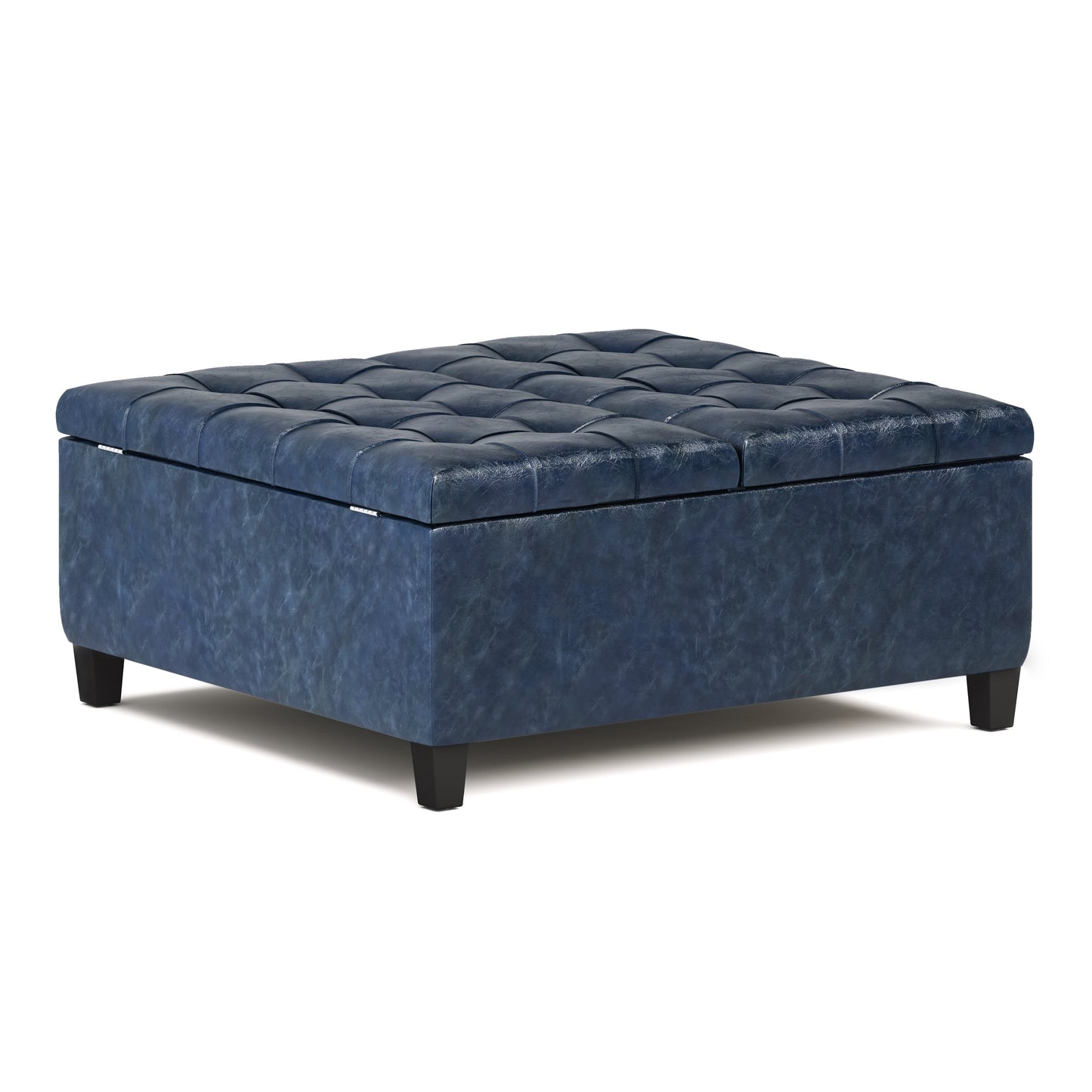 Harrison 36 Inch Wide Coffee Table Storage Ottoman in Denim