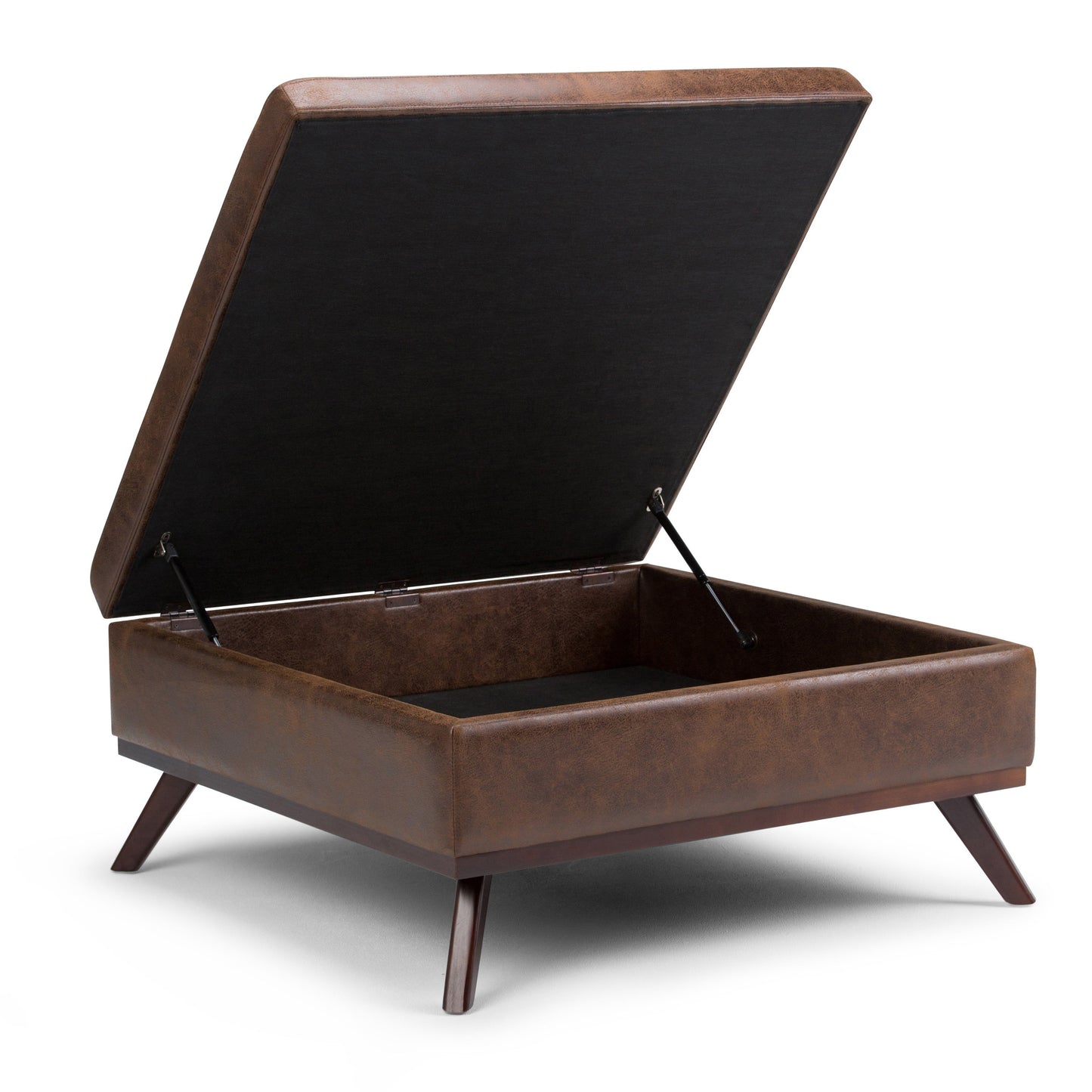 Owen 36 Inch Wide Square Coffee Table Storage Ottoman in Distressed Chestnut