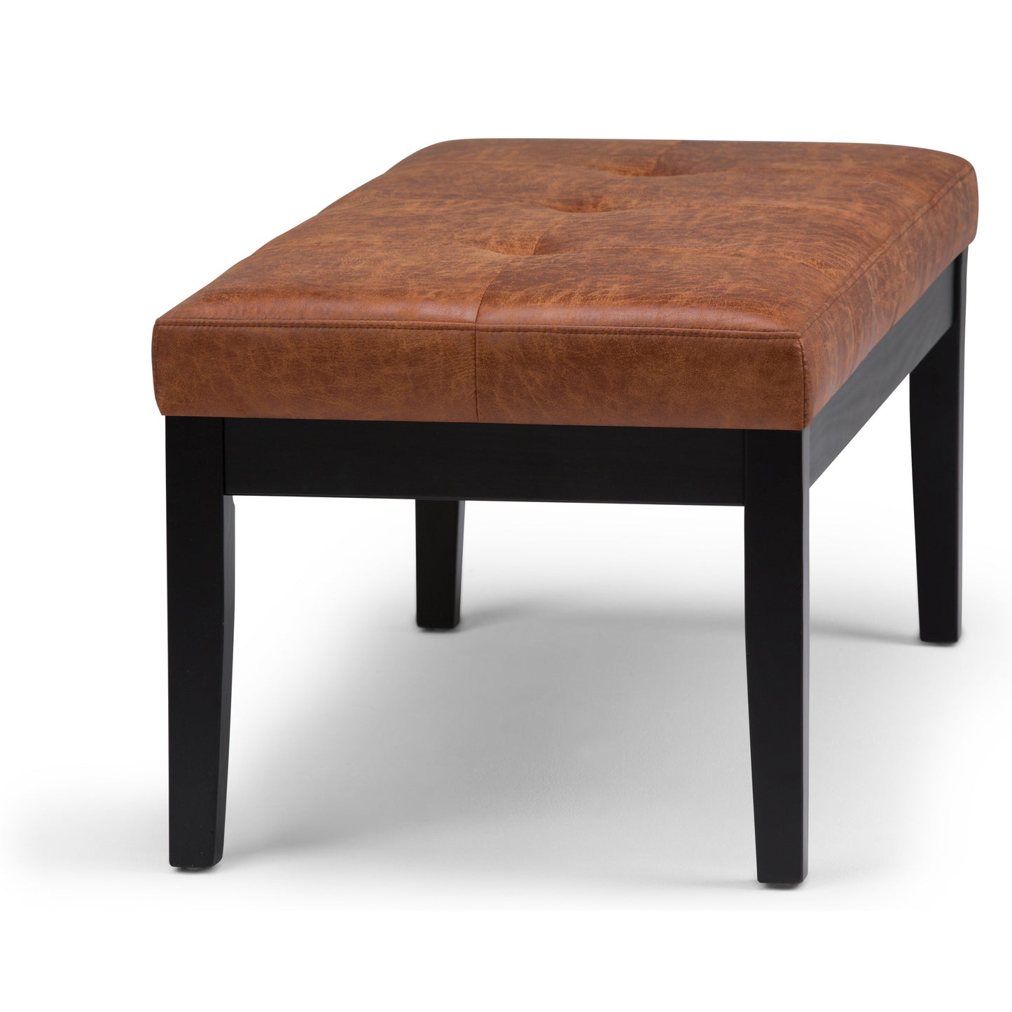 Lacey - Tufted Ottoman Bench - Distressed Saddle