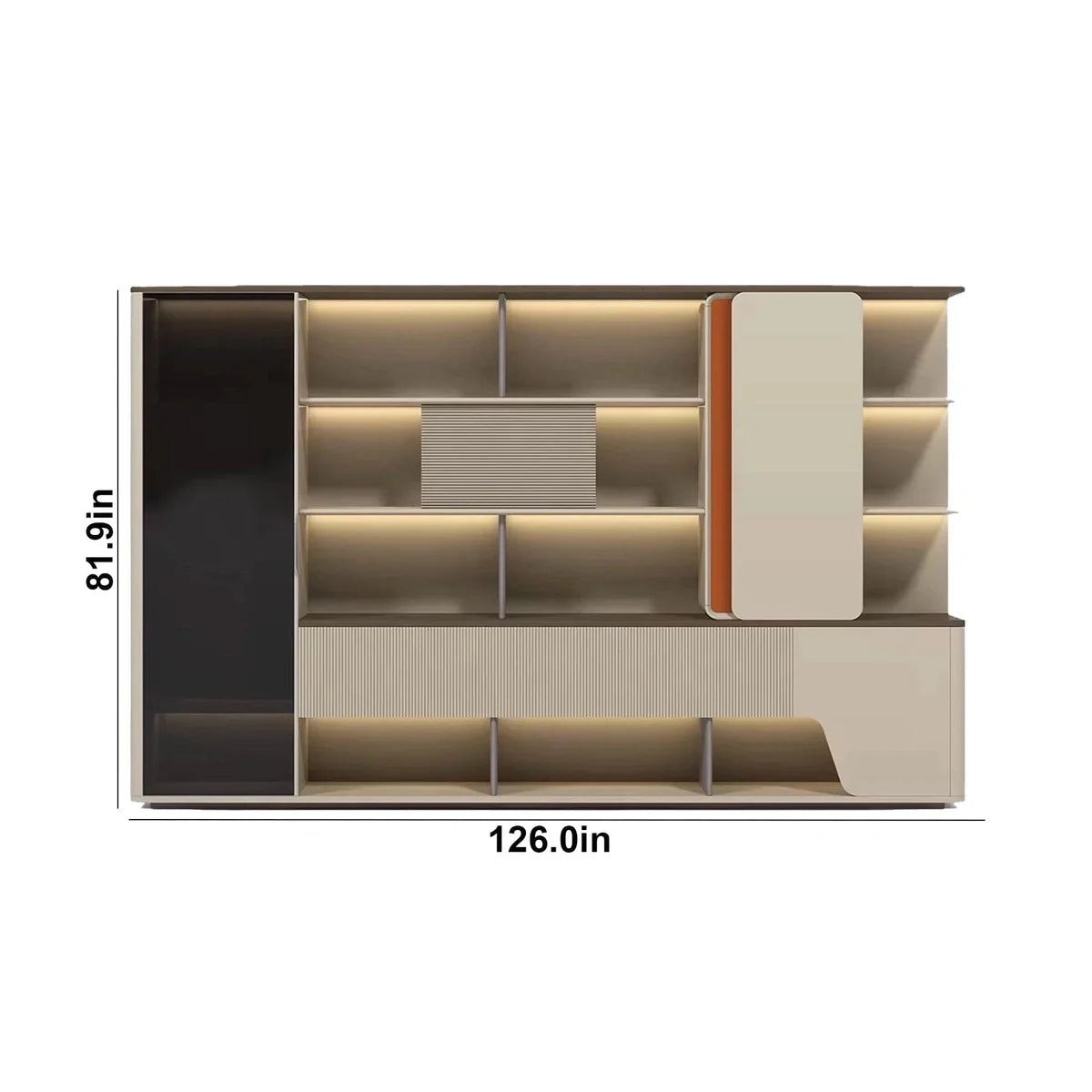 Harbord · Modern Office Shelves w/ Lighting, Storage
