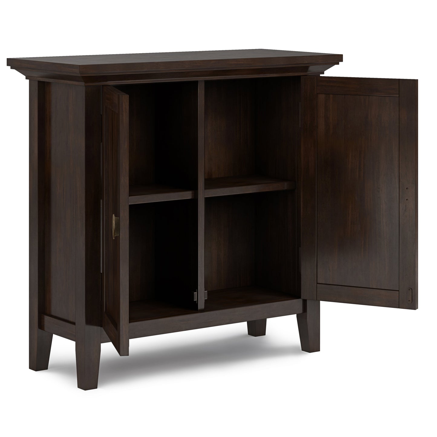 Redmond 32 Inch Wide Solid Wood Low Storage Cabinet in Brunette