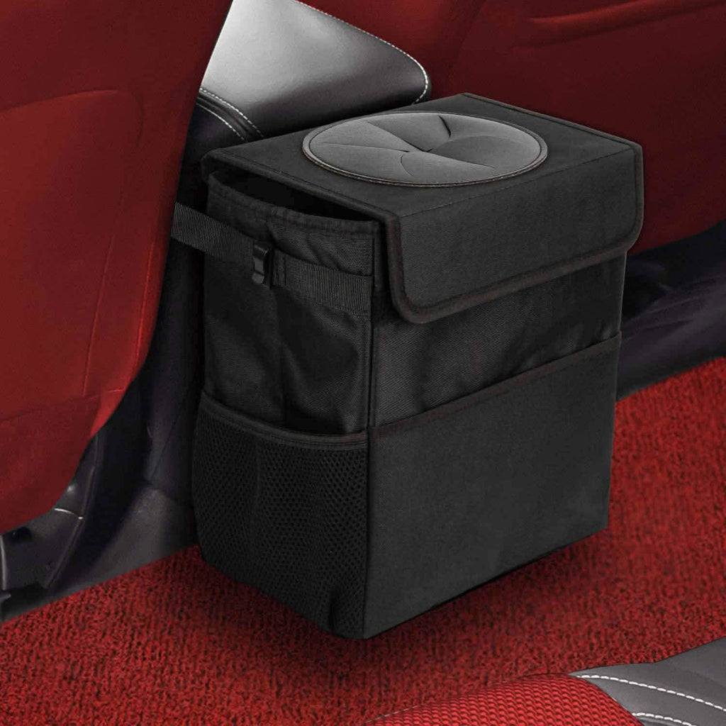 Ryhpez蓋付き車用ゴミ箱 - 収納ポケット付き車用ゴミ袋ハンガー