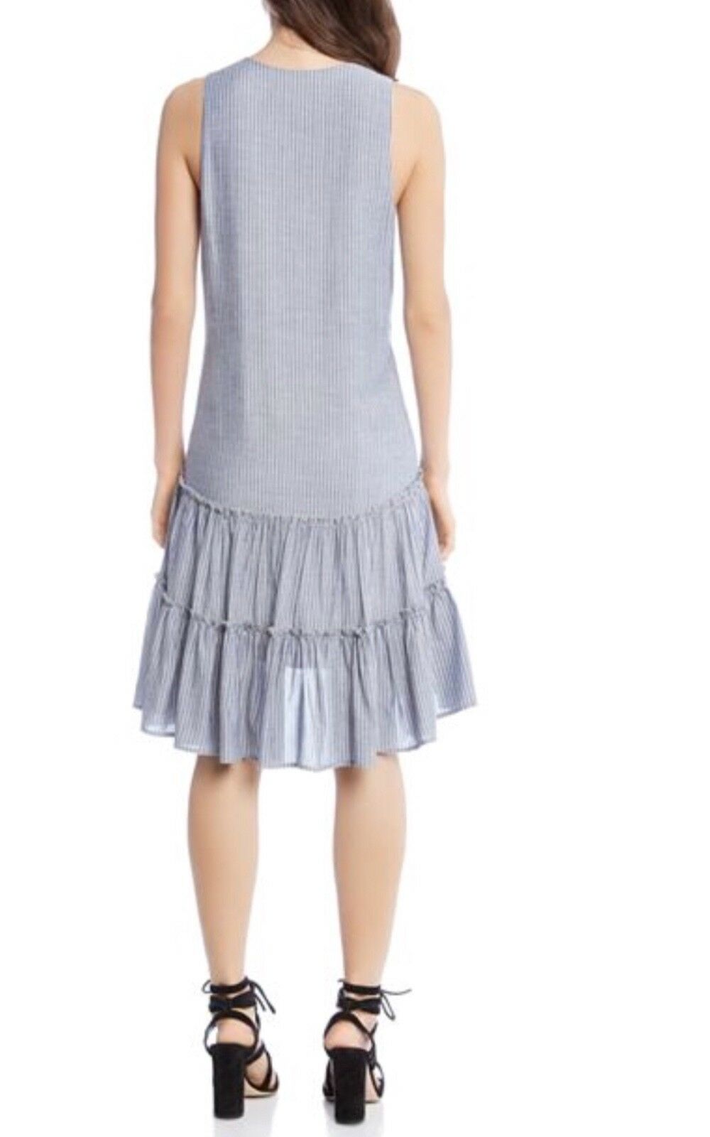 Karen Kane Ruffle Hem Dress, Stripe Size Large