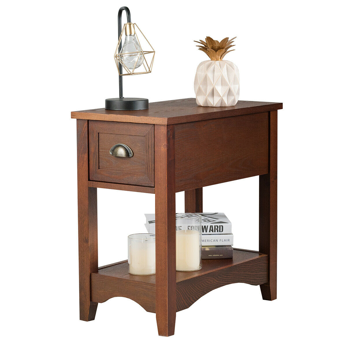 Contemporary Chair Side End Table Compact Table with Drawer Nightstand