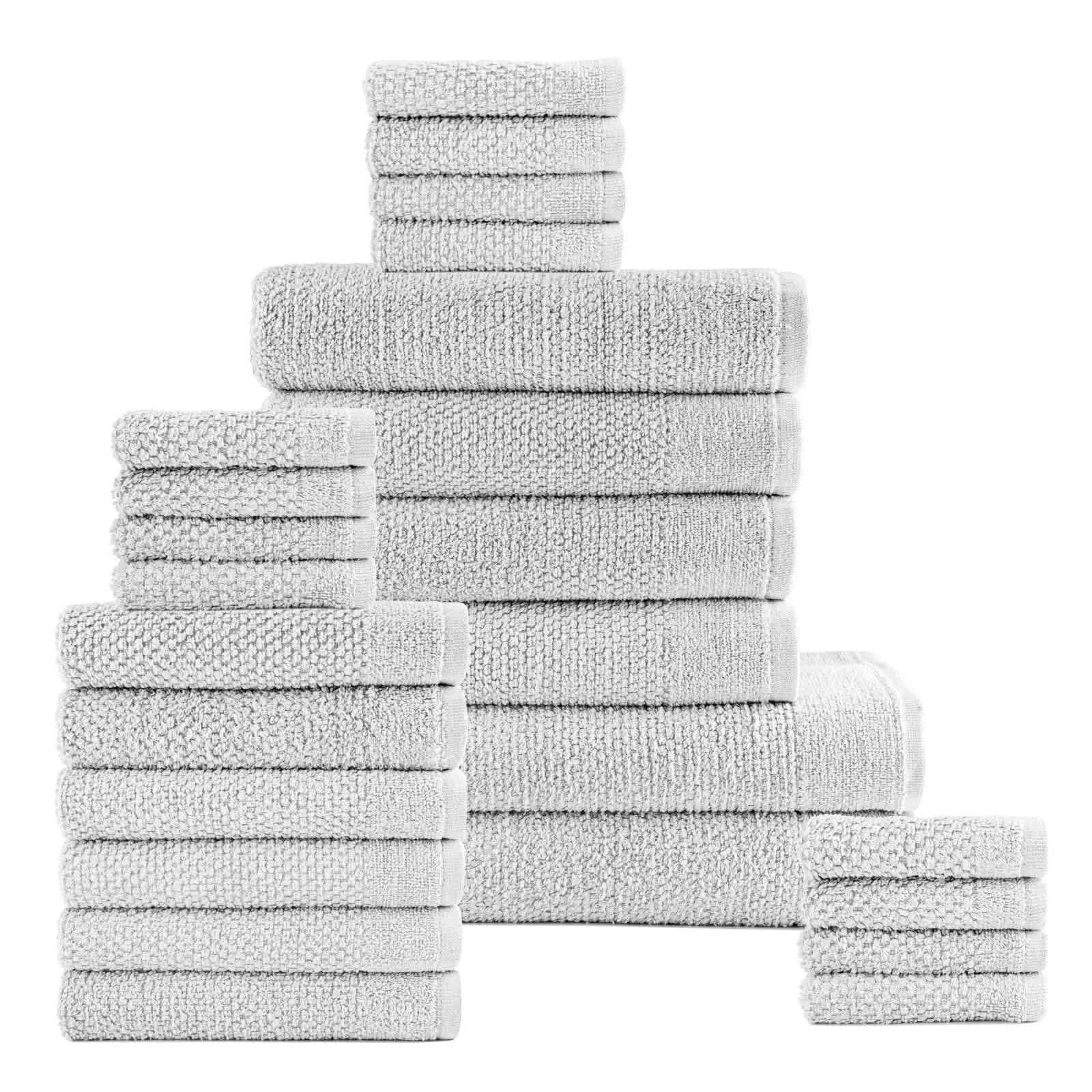 Ensemble 24 pièces : Serviettes de bain en coton texturé Popcorn Dan River