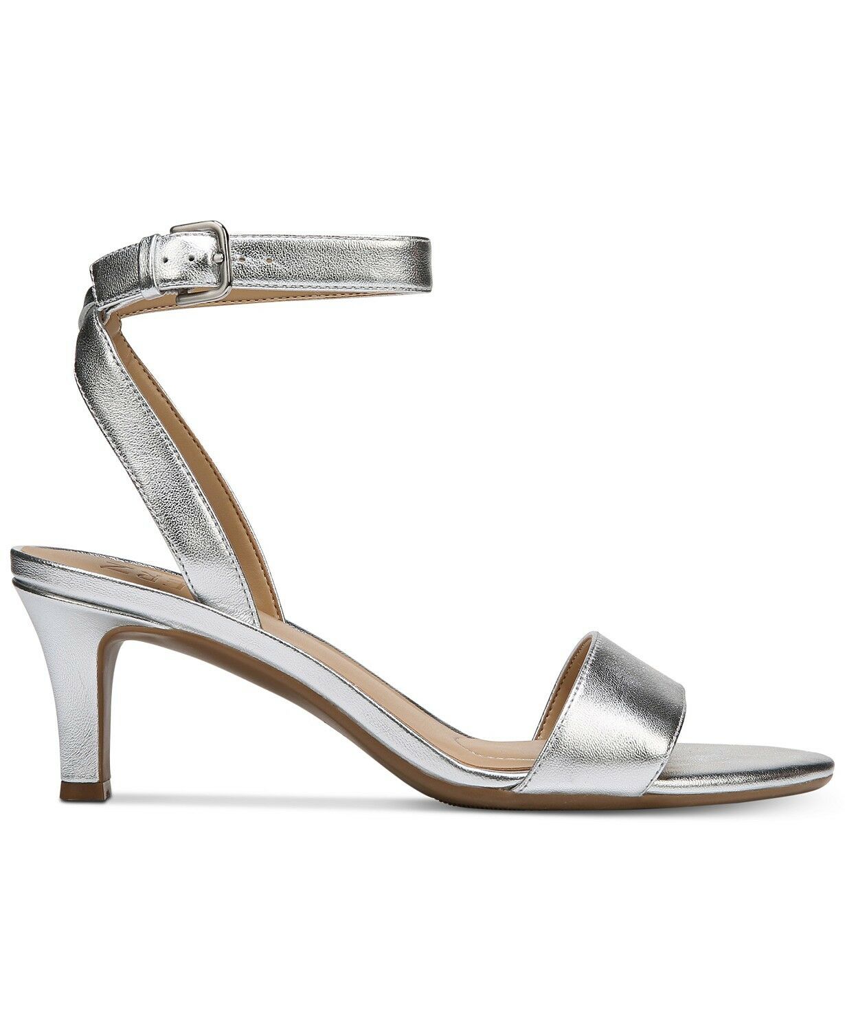 Naturalizer Women's Ankle Strap Sandals, Soft Silver Leather, Size 7