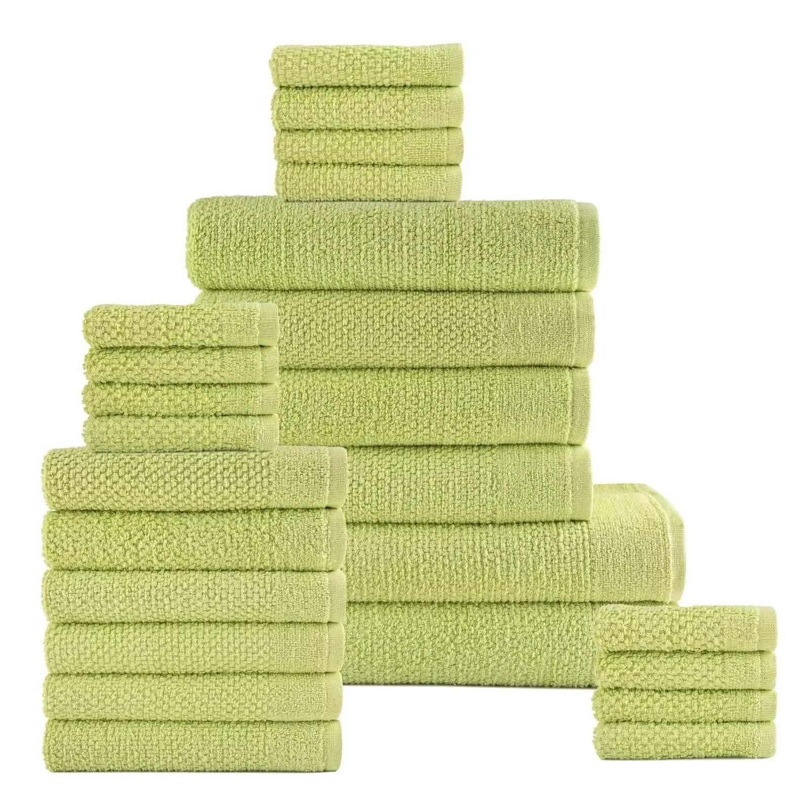 Ensemble 24 pièces : Serviettes de bain en coton texturé Popcorn Dan River