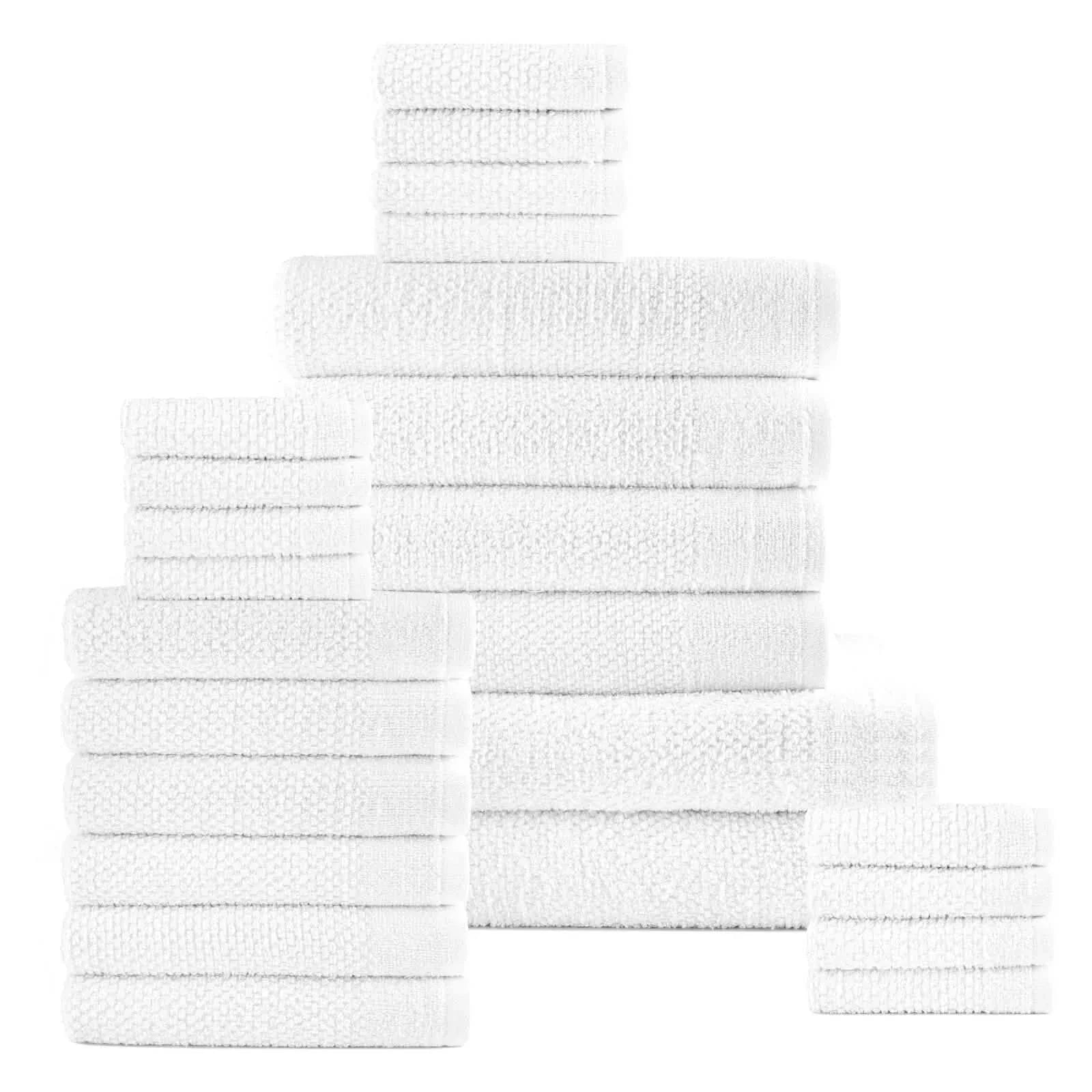 Ensemble 24 pièces : Serviettes de bain en coton texturé Popcorn Dan River