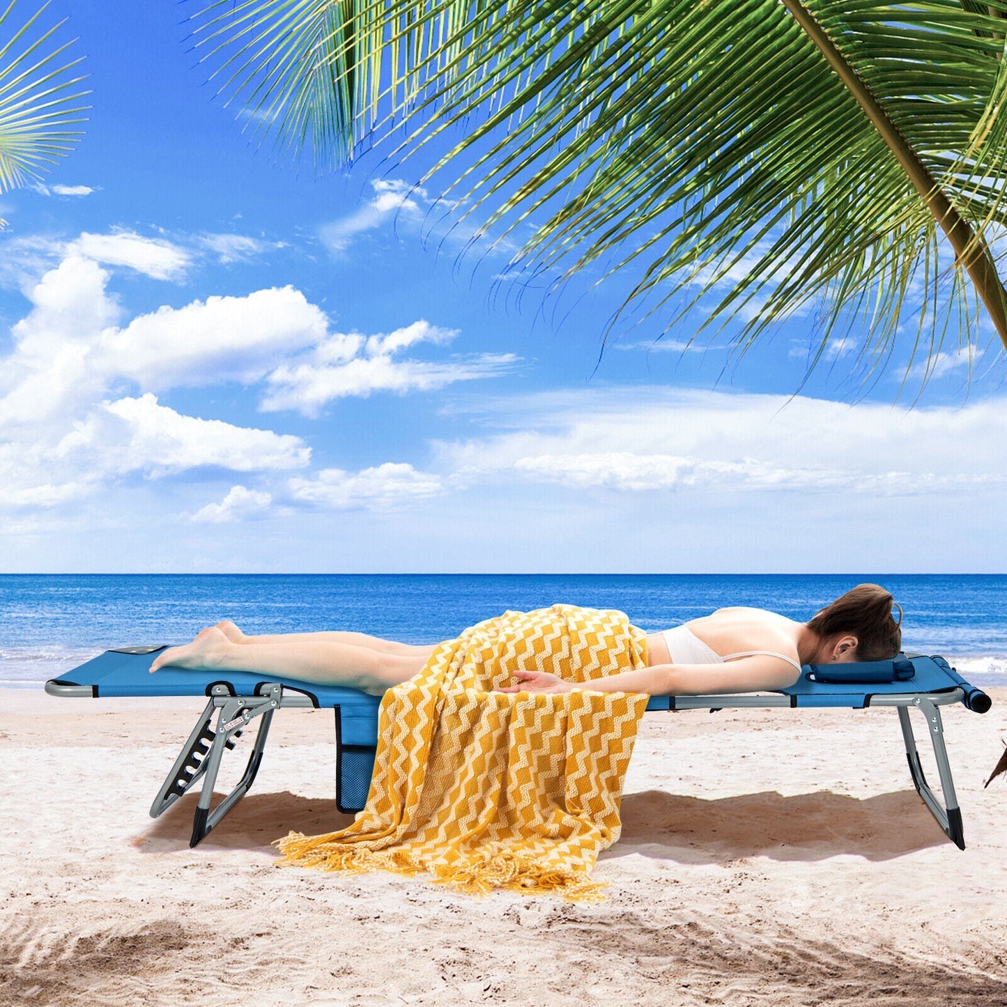 5-position Outdoor Folding Chaise Lounge Chair