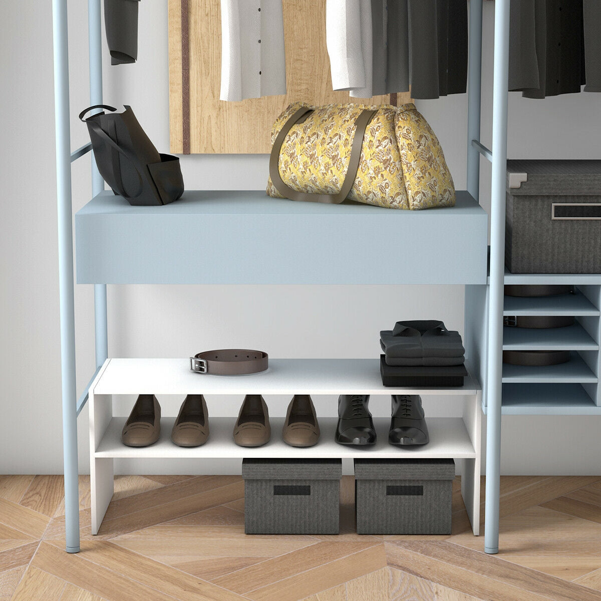 3 Pieces 31-Inch Stackable Multi-Shape Shoe Rack