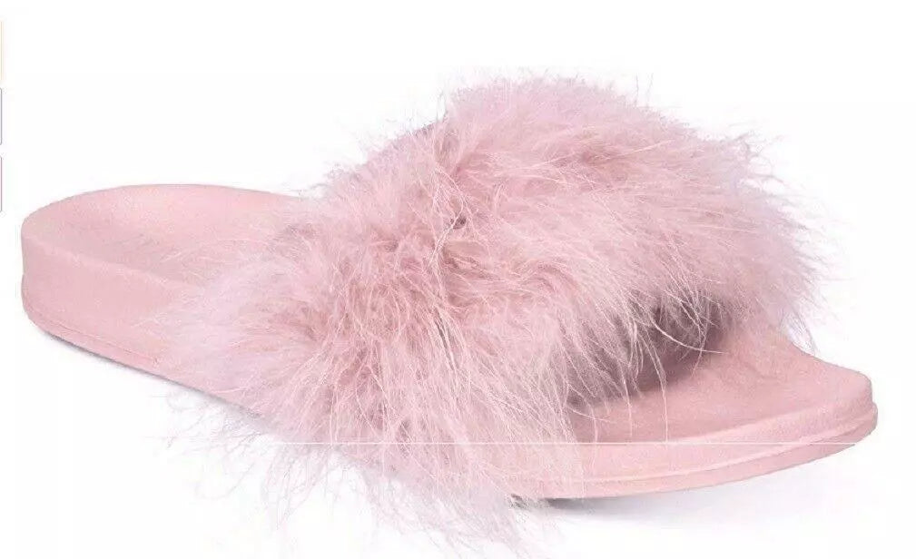 INC International Concepts Women?s Faux-Marabou Slide Slippers, XL