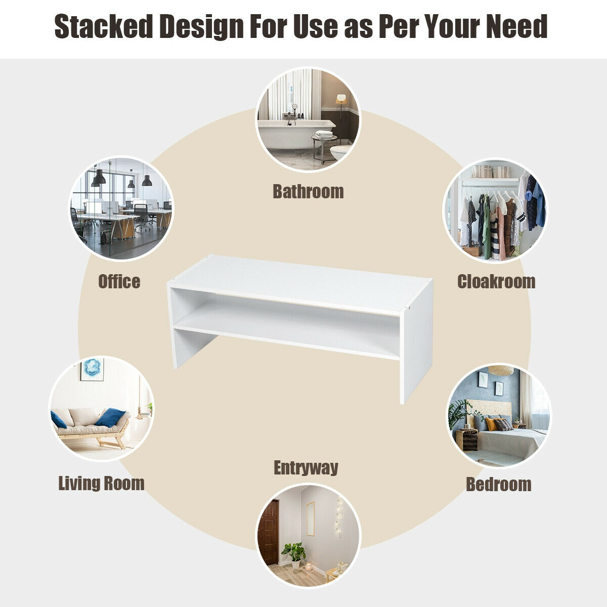 3 Pieces 31-Inch Stackable Multi-Shape Shoe Rack