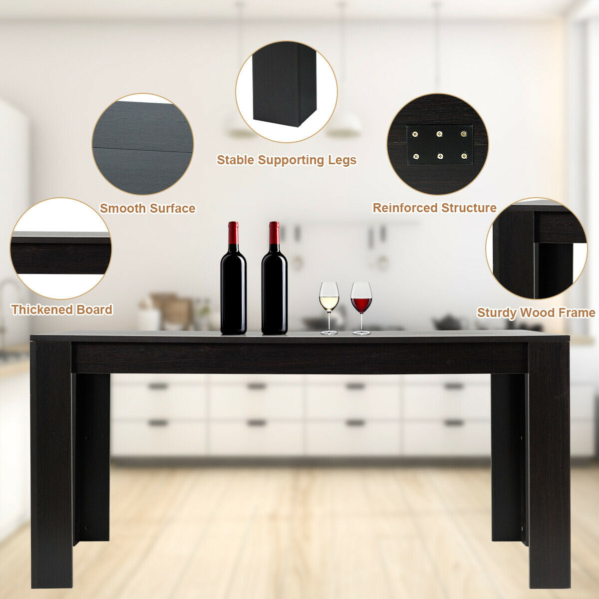 63 Inch Rectangular Modern Dining Kitchen Table