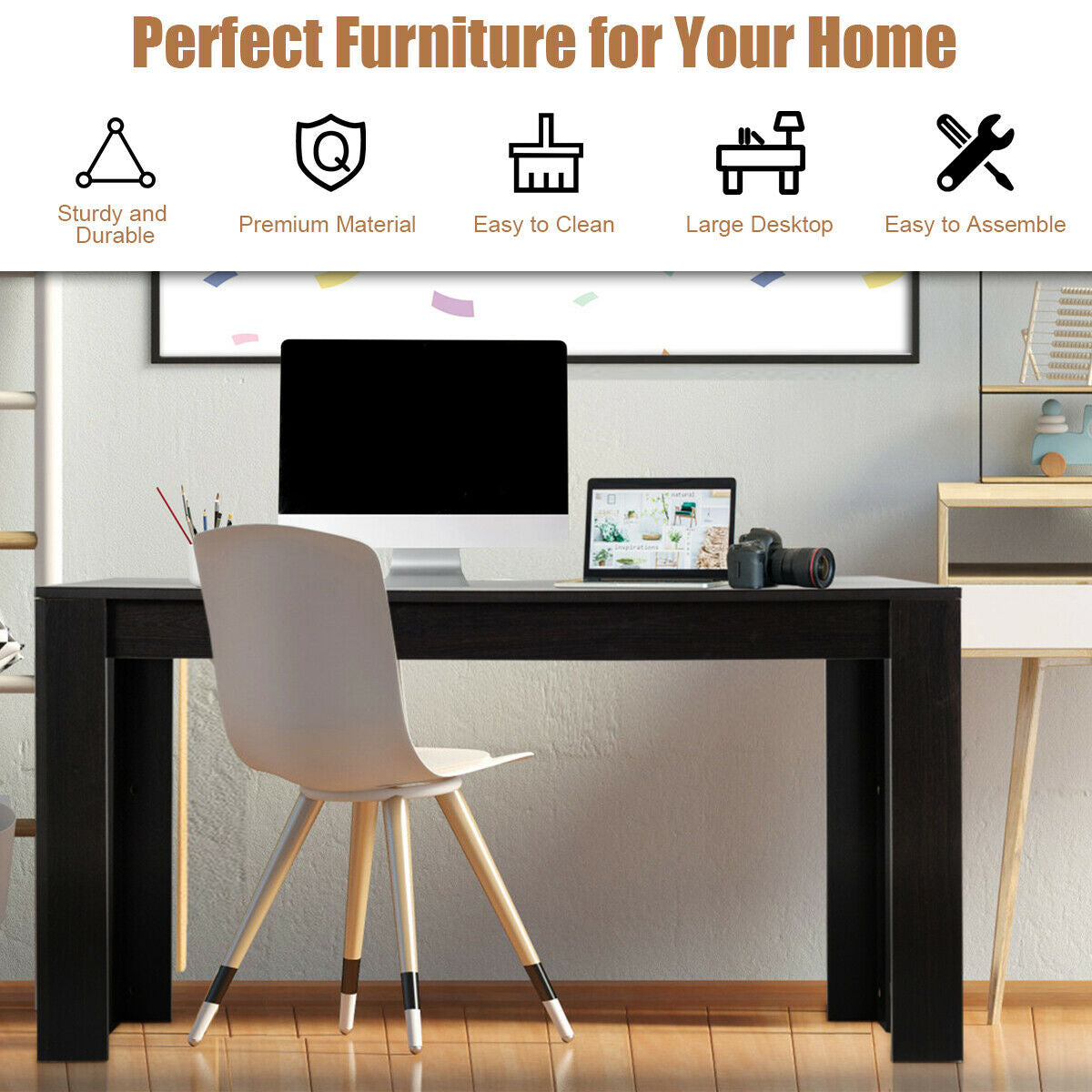 63 Inch Rectangular Modern Dining Kitchen Table