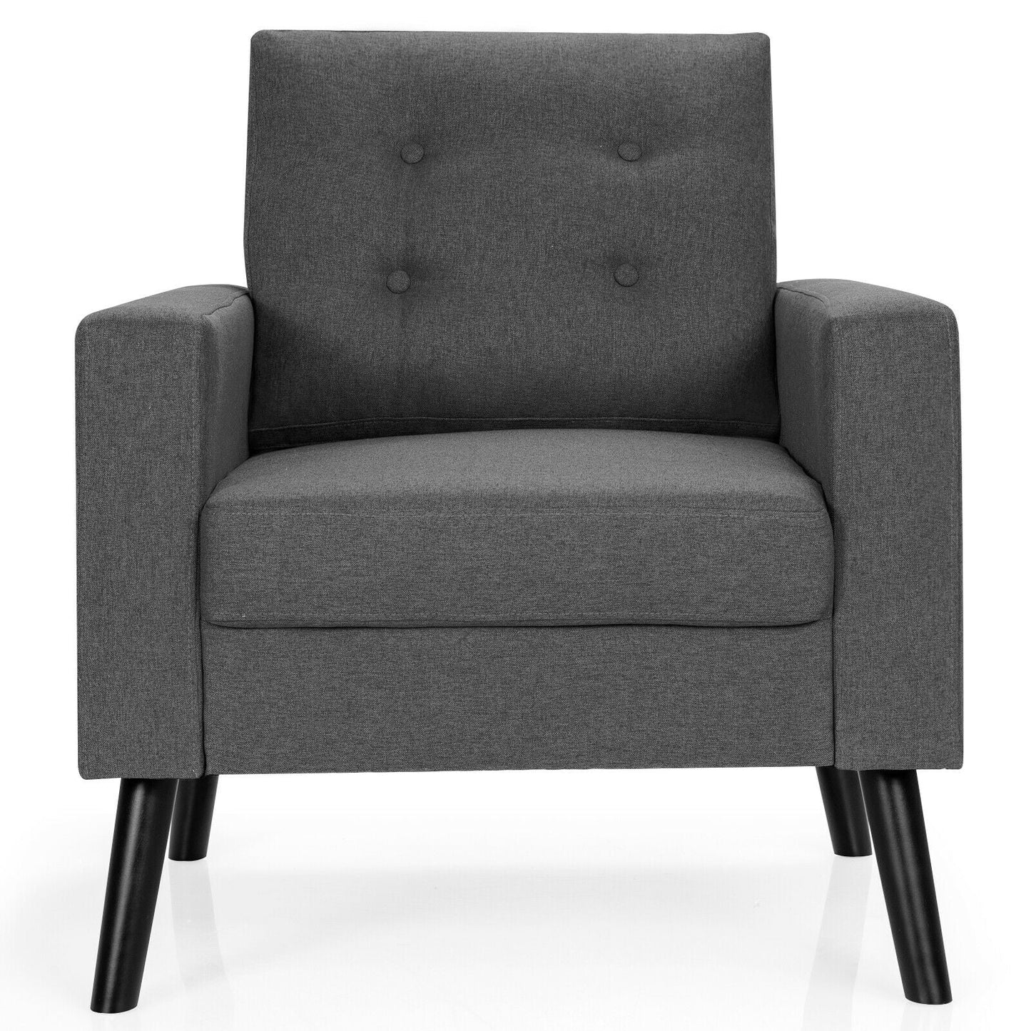 Mid-Century Upholstered Armchair Club Chair with Rubber Wood Legs