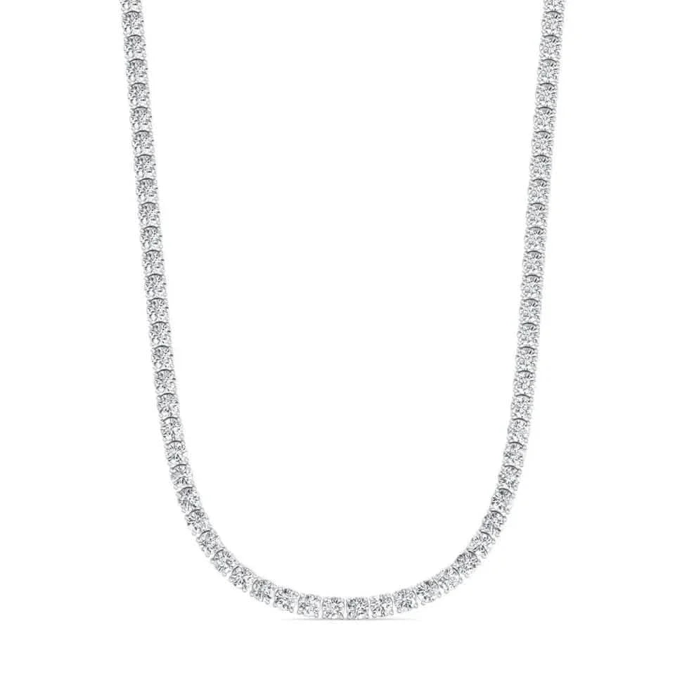 Collier tennis 16 carats de diamants de synthèse – Or blanc 14 carats, 45 cm