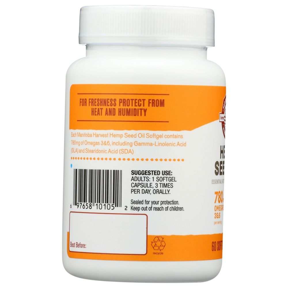 MANITOBA HARVEST: Hemp Seed Oil Softgels for Omega GLA Support | 60 sg
