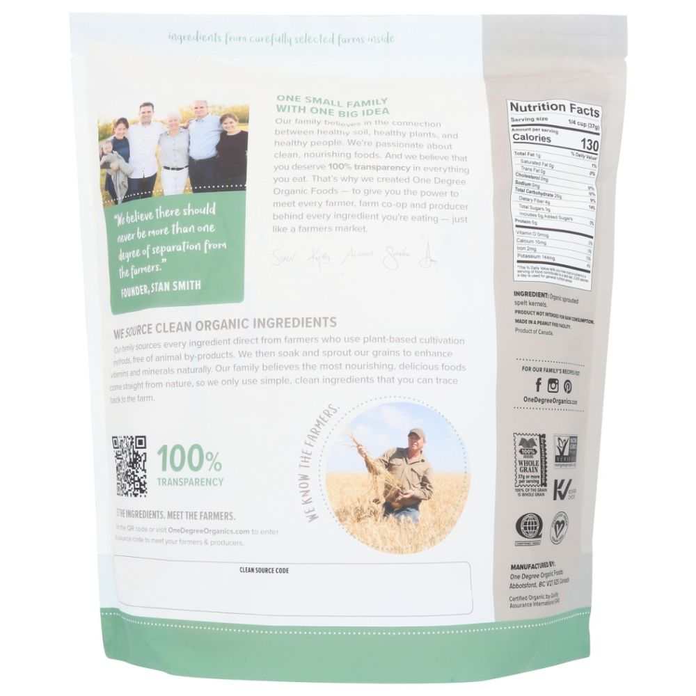 ONE DEGREE: Organic Sprouted Spelt Flour, 80 oz
